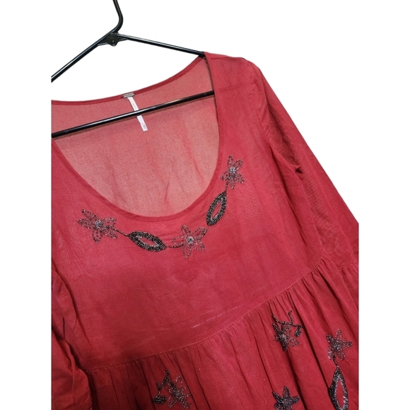 Free People floral beaded tunic. Red. XS - Picture 2 of 5